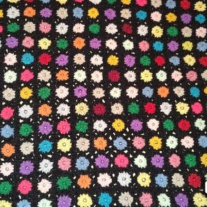 Handmade Afghan Crochet Blanket Rows of  Multicolor Flowers